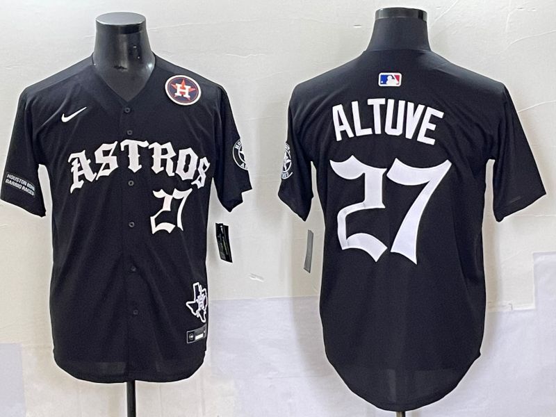 Men 2025 Houston Astros 27 Altuve Black Seven generations Joint Name Nike MLB Jersey style 10